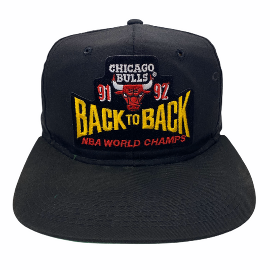 Vintage 1991-1992 Chicago Bulls Back to Back World Champs Hat (Black)