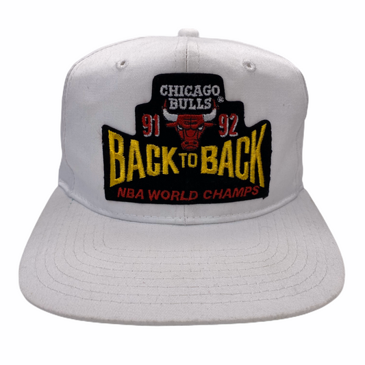 Vintage 1991-1992 Chicago Bulls Back to Back World Champs Hat (White)