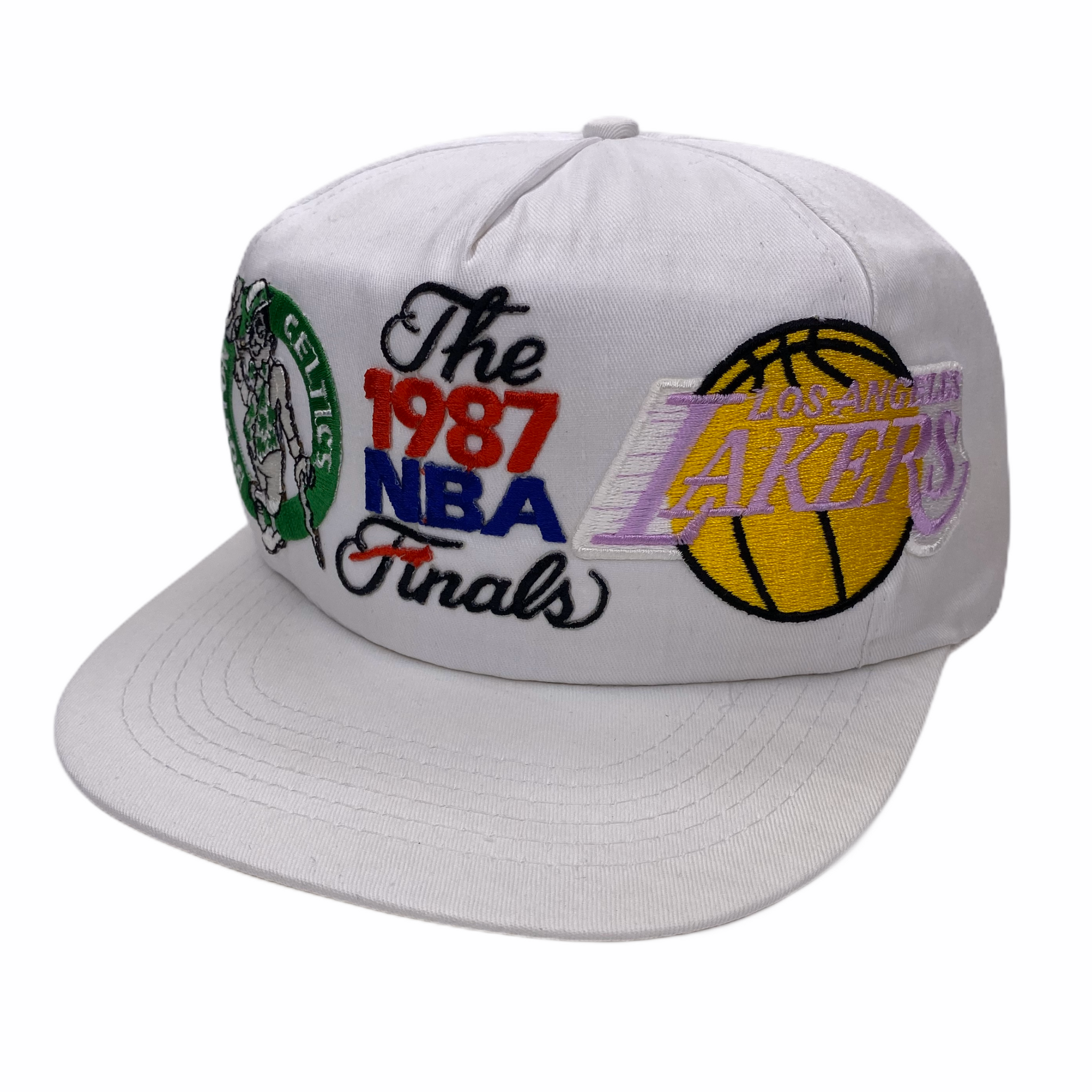 Mitchell & Ness 1987 NBA Finals Celtics Vs Lakers Trucker Snapback Hat  Cap Ivory