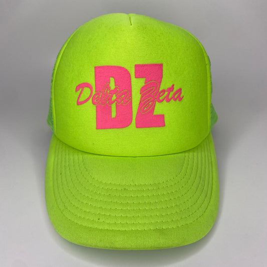 Vintage 90s Delta Zeta Sorority Neon Hat