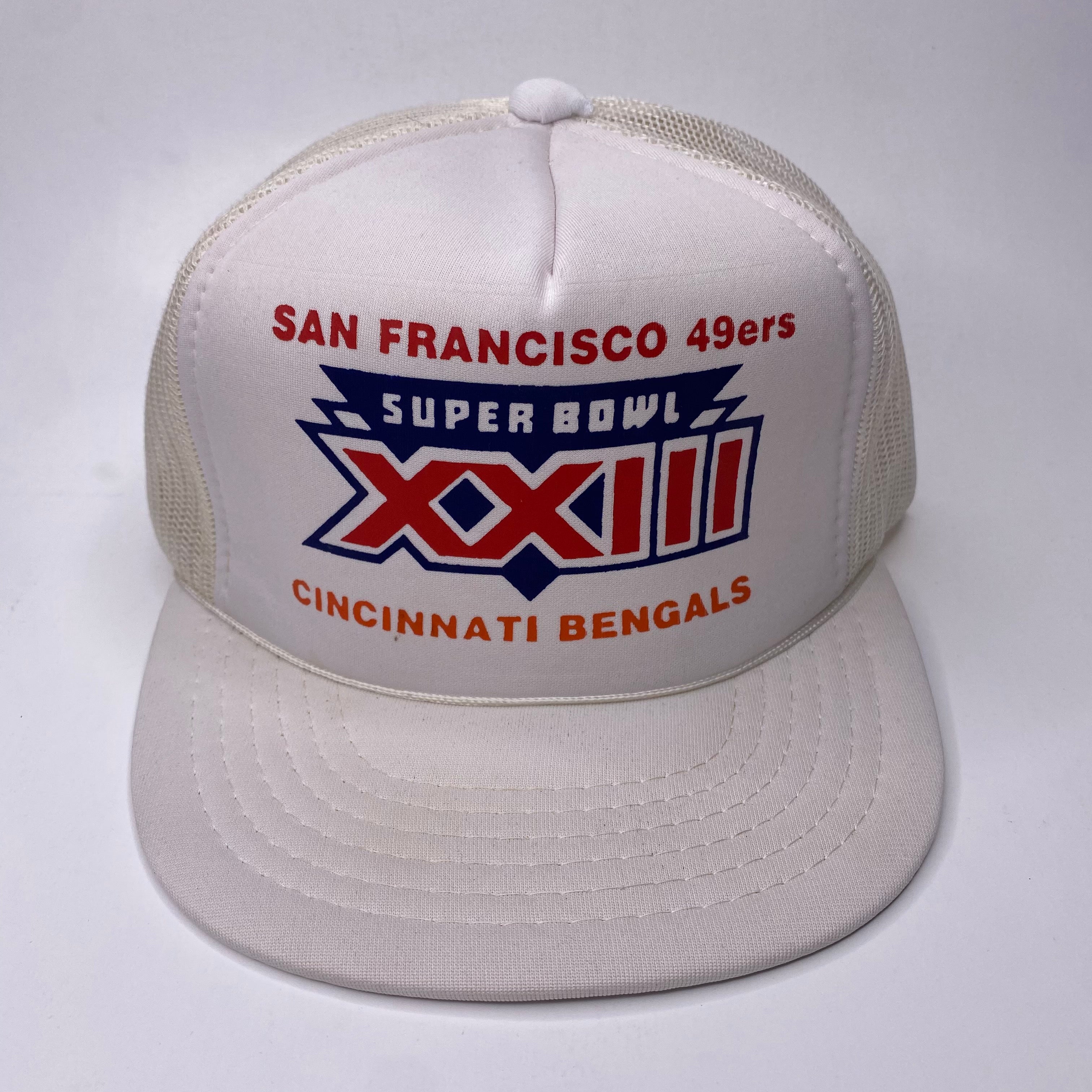 SAN FRANCISCO 49ERS CINCINNATI BENGALS SUPER BOWL XXIII VINTAGE 1989 MESH  SNAPBACK ADULT HAT